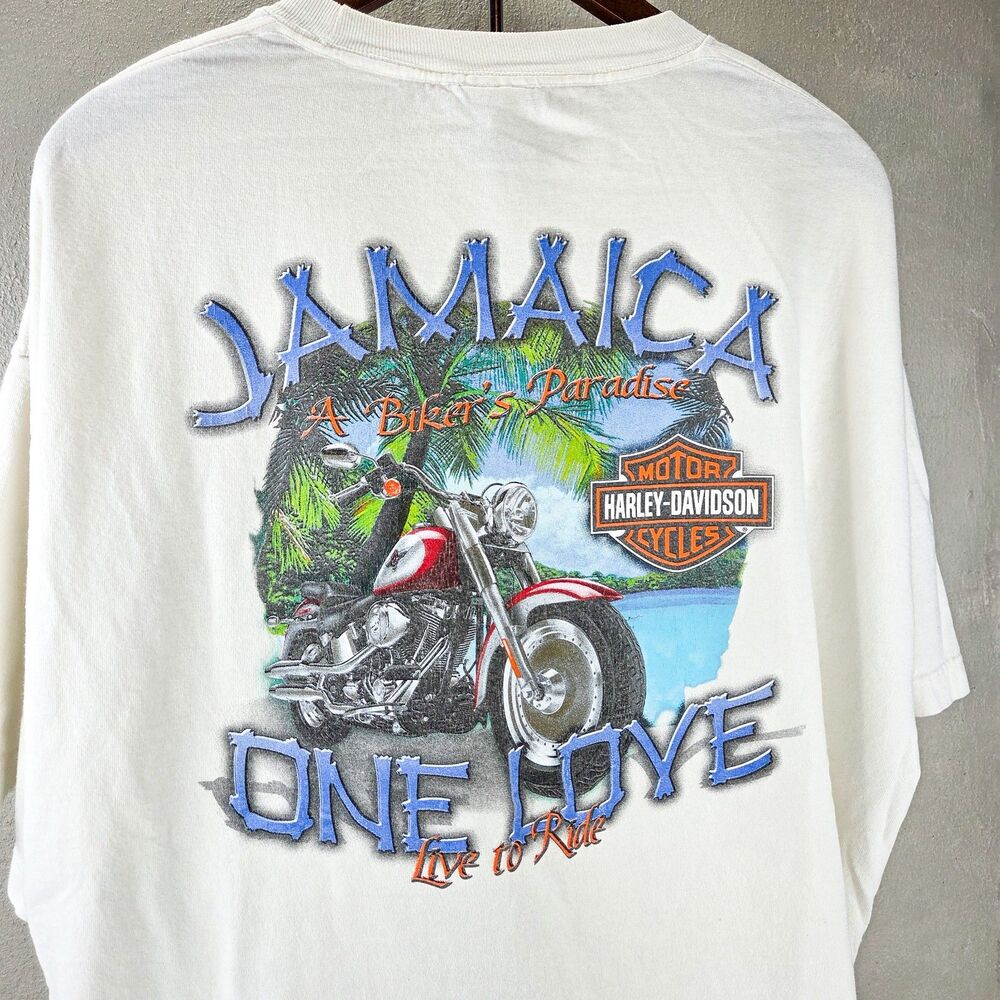 Y2K Harley Davidson Jamaica T Shirt 2XL Biker's Paradise Motorcycle Tee